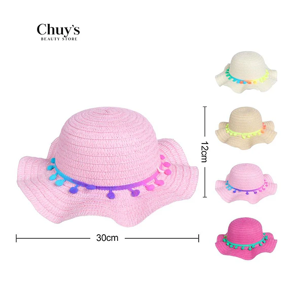 Sombrero De Playa Con Pompones