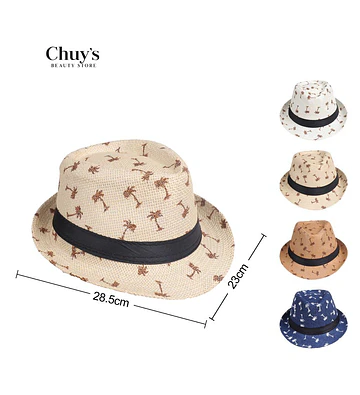 Sombrero De Paja Con Estampado De Palmas - Chuys Beautys | Chuy's Beautys Store