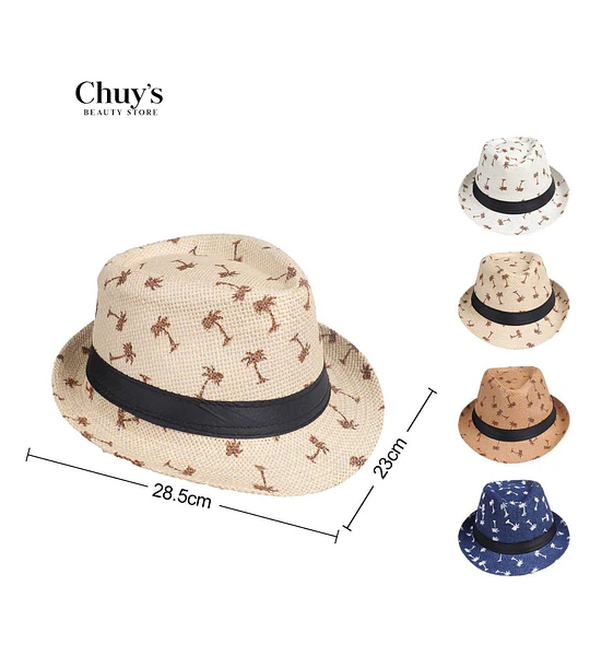 Sombrero De Paja Con Estampado De Palmas