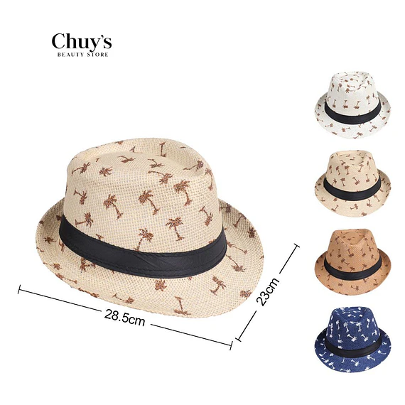Sombrero De Paja Con Estampado De Palmas