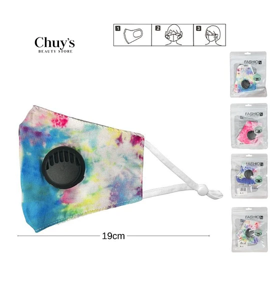 Mascarilla De Tela Tie Dye Con Válvula