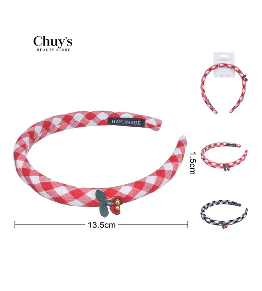 Diadema A Cuadros Rojo