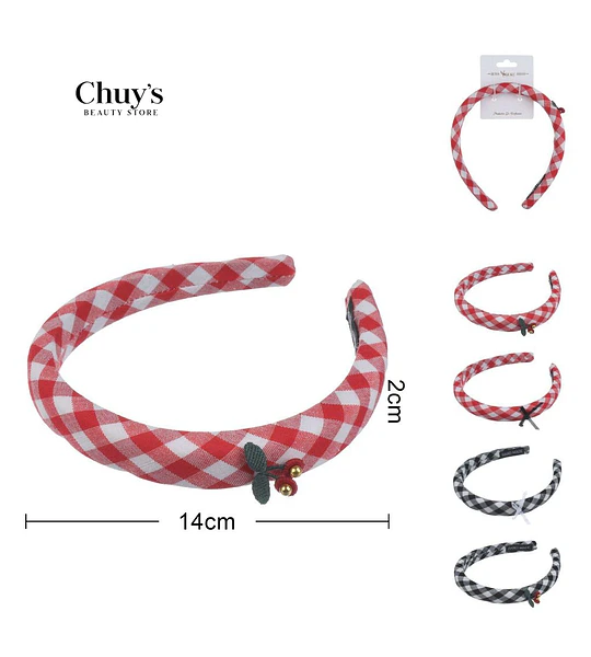 Diadema A Cuadros Rojo