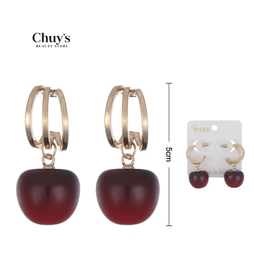 Pendientes De Fruta Color Granate - Chuys Beautys | Chuy's Beautys Store
