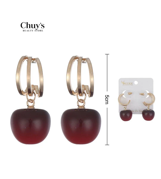 Pendientes De Fruta Color Granate