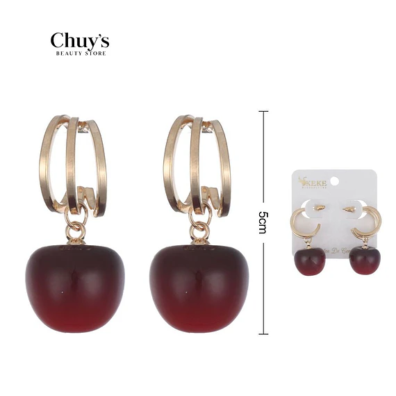 Pendientes De Fruta Color Granate