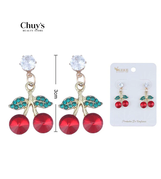 Pendientes De Cereza Con Cristales