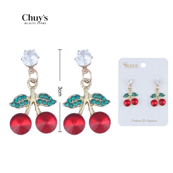 Pendientes De Cereza Con Cristales