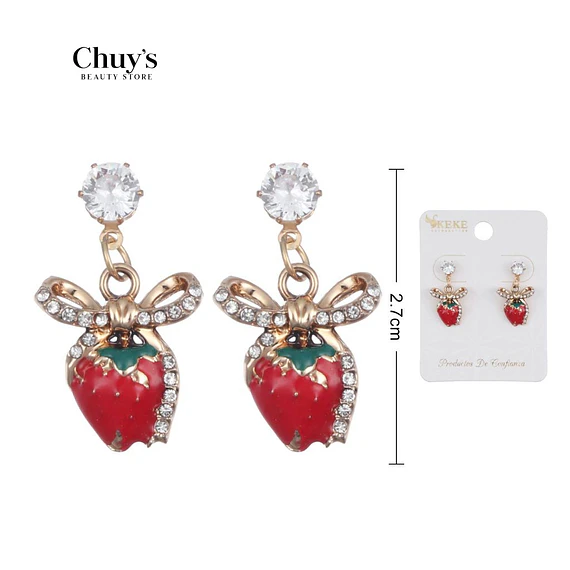 Pendientes De Fresa Con Brillo