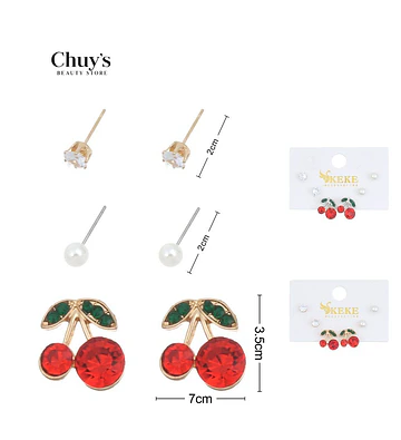 Pendientes De Cerezas Con Brillo - Chuys Beautys | Chuy's Beautys Store