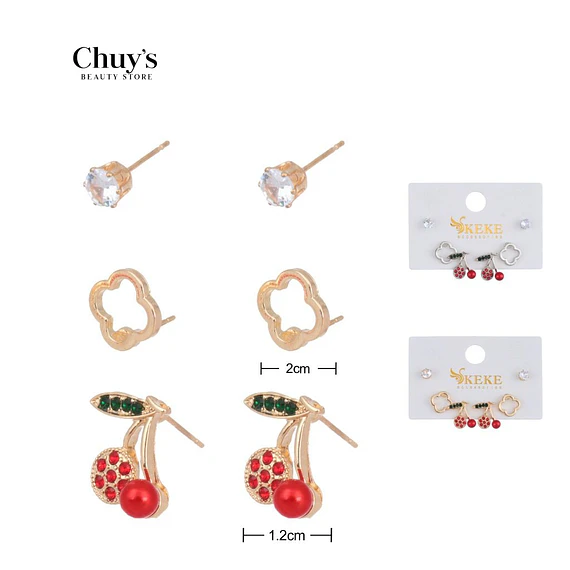 Pendientes Con Diseño De Cereza