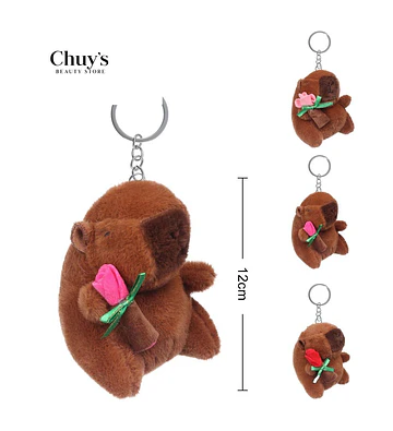 Llavero Peluche Oso con Rosa - Chuys Beautys | Chuy's Beautys Store