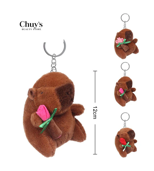 Llavero Peluche Oso con Rosa