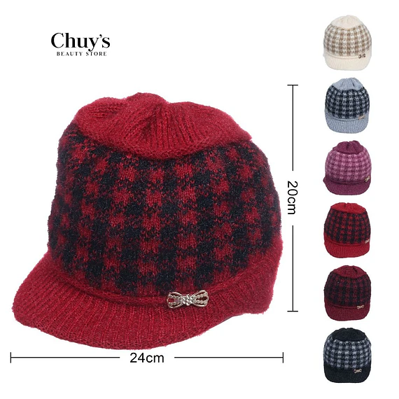 Gorro De Lana A Rayas Con Lazo