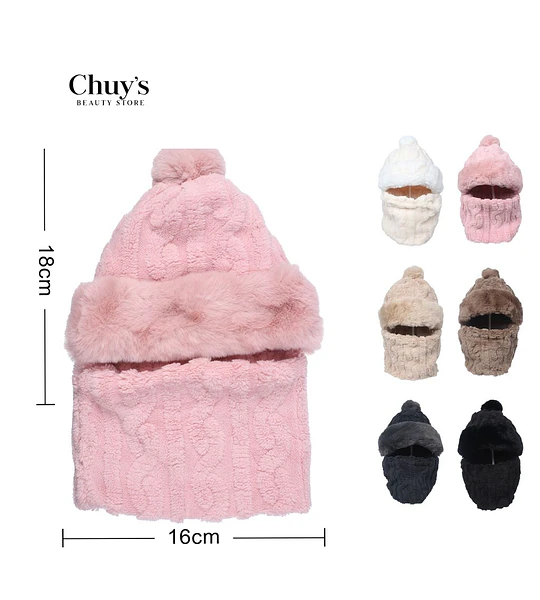 Gorro De Peluche Con Bufanda