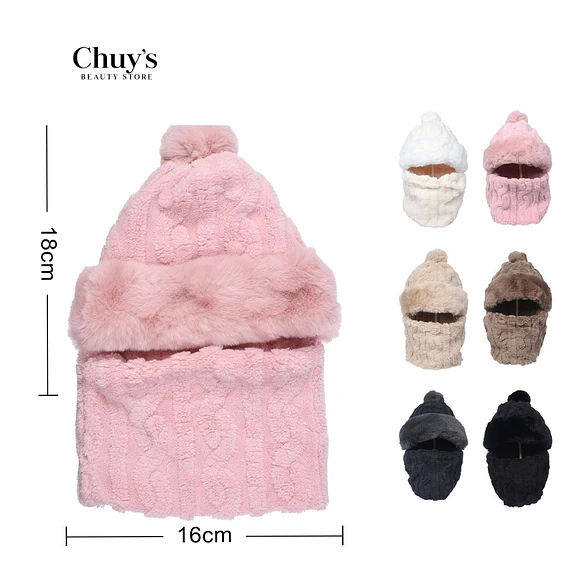 Gorro De Peluche Con Bufanda