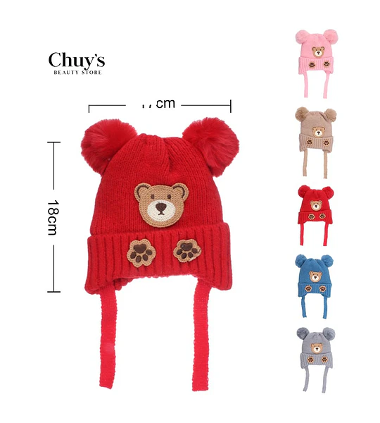Gorro De Oso Con Pompones