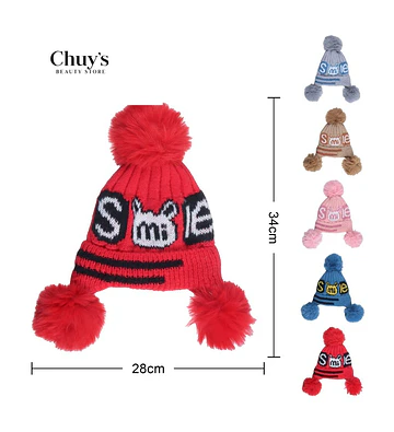 Gorro De Lana Con Pompones - Chuys Beautys | Chuy's Beautys Store