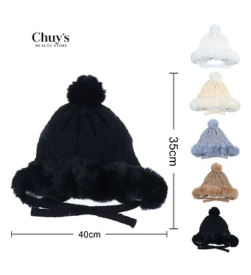 Gorro De Piel Sintética Con Pompon - Chuys Beautys | Chuy's Beautys Store