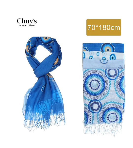 Bufanda Azul Estampada