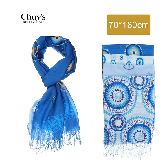 Bufanda Azul Estampada