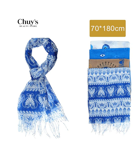 Bufanda Estampada Azul