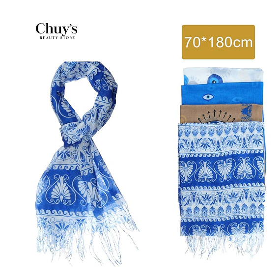 Bufanda Estampada Azul