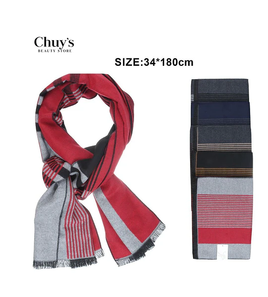 Bufanda De Lana Gris Y Rojo