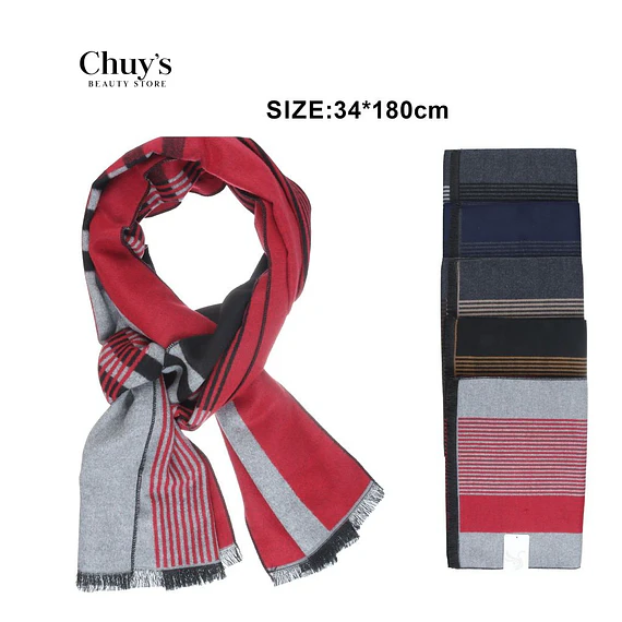 Bufanda De Lana Gris Y Rojo