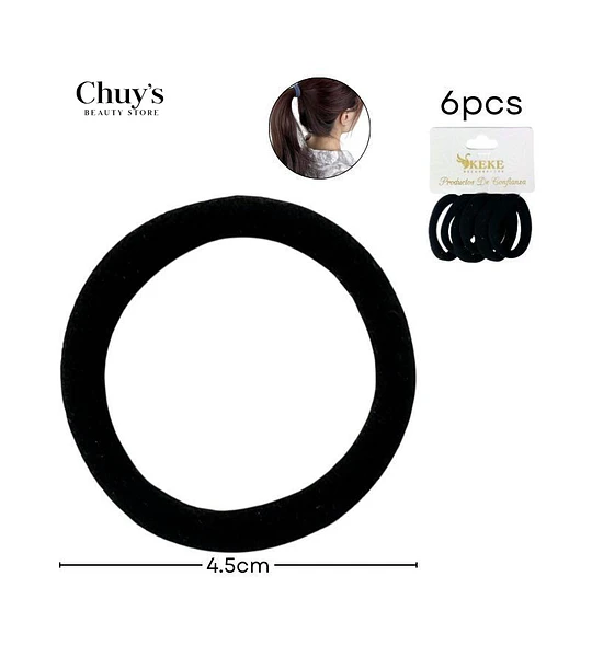 Gomas Para Cabello Negras 6 Piezas