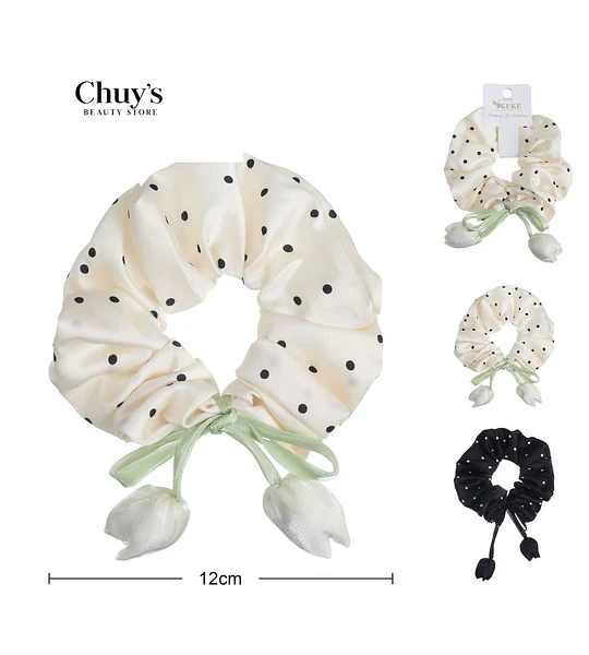 Scrunchie De Satén Con Flores
