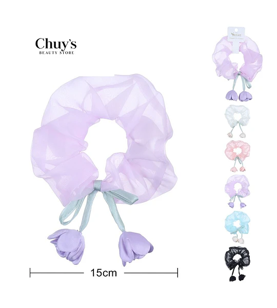 Scrunchie De Tul Con Flores