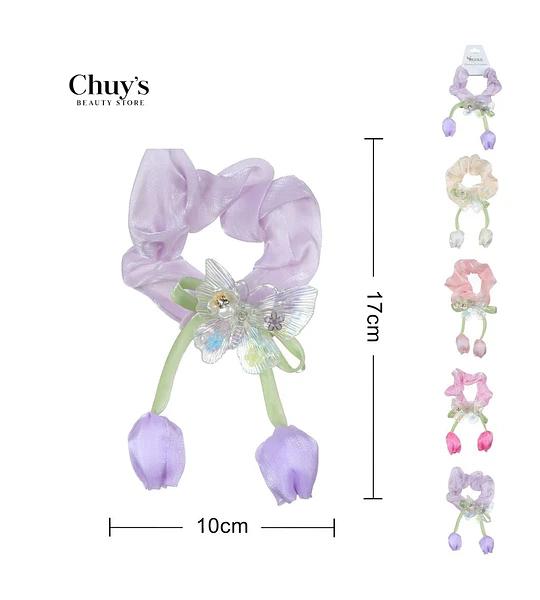 Scrunchie Con Mariposa Y Flores
