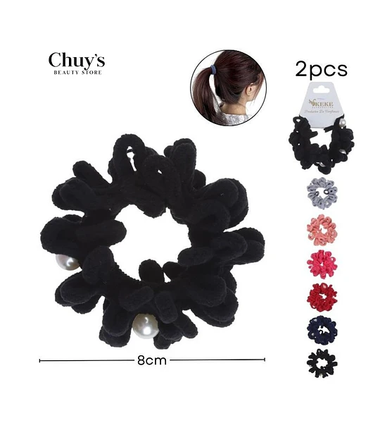 Scrunchie De Tela Con Perlas