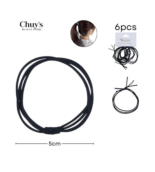Gomas Para Cabello Negras (Paquete de 6)