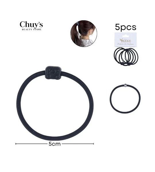 Gomas Para Cabello Negras (5 Pcs)