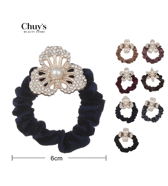 Scrunchie Con Flor De Perlas