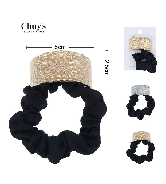 Scrunchie Con Accesorio Metalizado