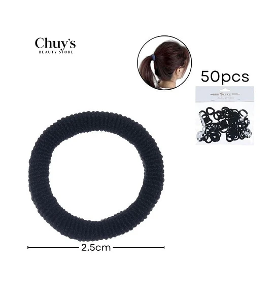 Gomas de Pelo Negras 50 Pcs
