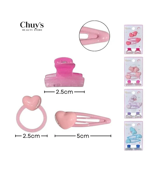 Set de Accesorios para Cabello Corazón