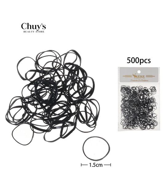 Gomas Para Cabello Negras 500 Pcs