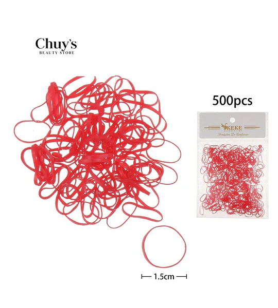 Gomas Para Cabello Rojas 500 Piezas