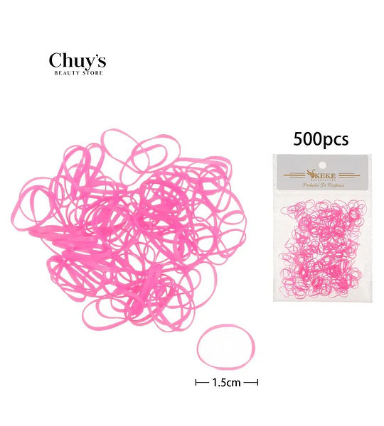 Gomas Para Cabello Rosa 500 Piezas