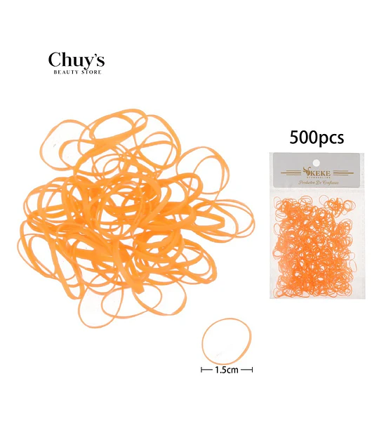 Gomitas Para Cabello Naranja 500 Pcs