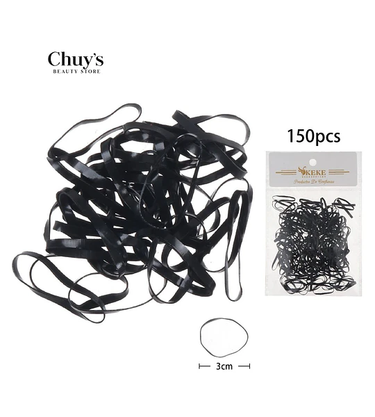 Gomitas Para Cabello Negras 150 Pcs