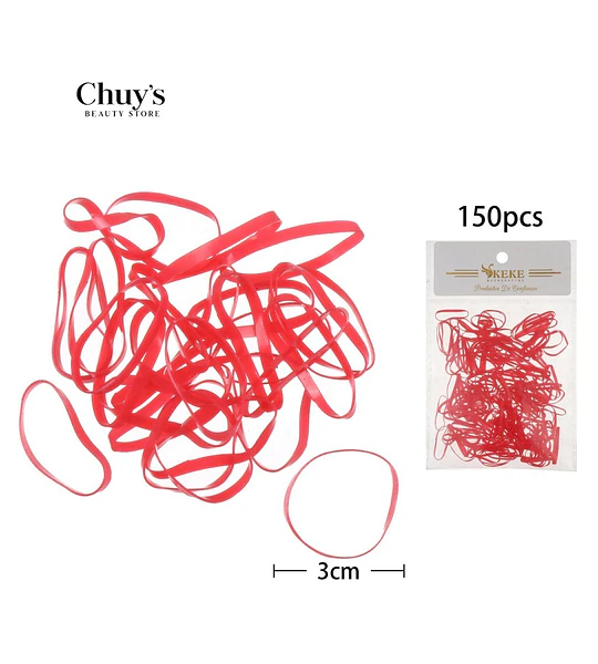 Gomas Para Cabello Rojas 150 Pcs