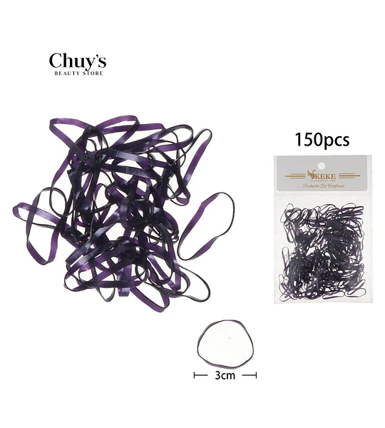Gomitas Para Cabello Moradas 150 Pcs