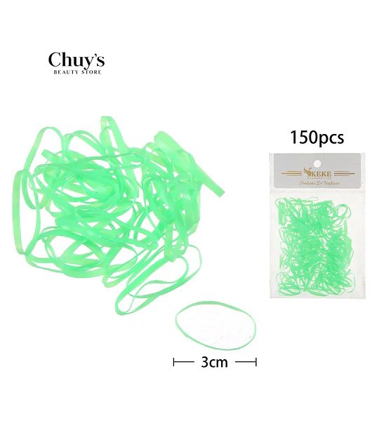 Gomitas Para Cabello Verde 150 Pcs