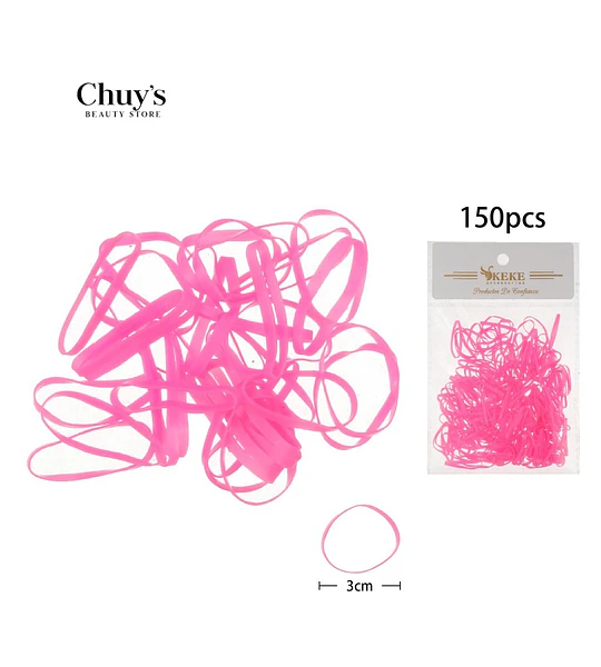 Gomas Para Cabello Rosa 150 Pcs