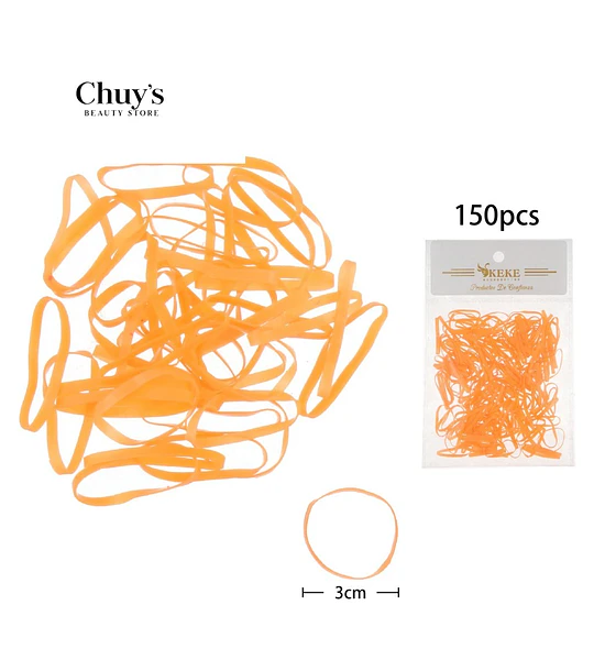 Gomitas Para Cabello Naranjas 150 Pcs